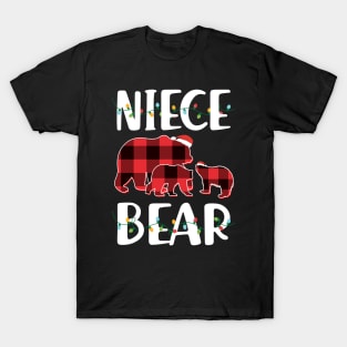 Niece Bear Red Plaid Christmas Pajama Matching Family Gift T-Shirt